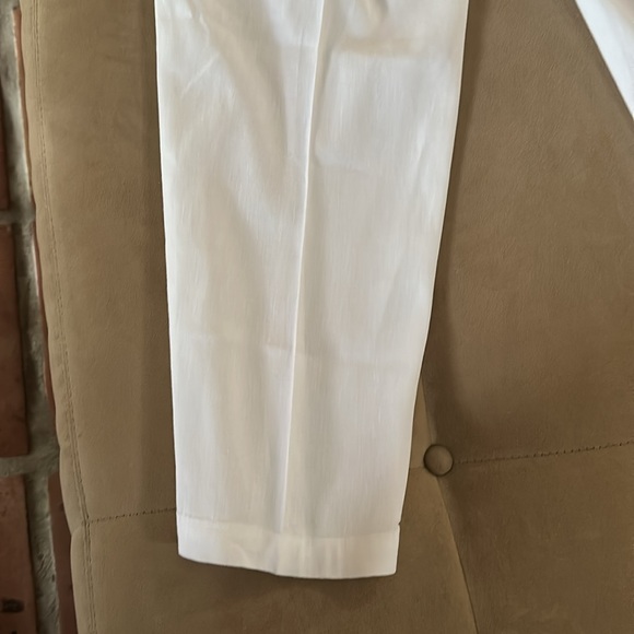 Unlined white linen tapered women’s pants Italy - Picture 10 of 13